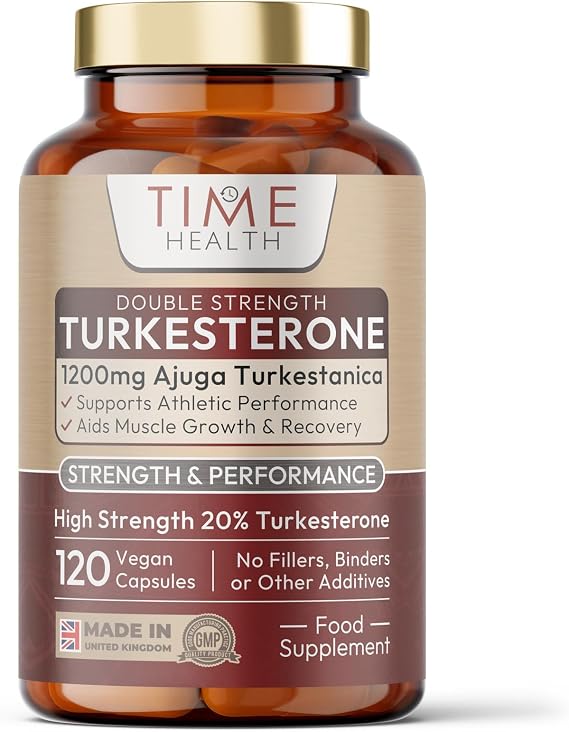 Turkesterone - 20% Standardised 1200mg - 120 Capsules - UK Made | 40 Day Supply - Double Strength - Muscle Growth & Recovery - Athletic Performance - GMP - Ajuga turkestanica Extract