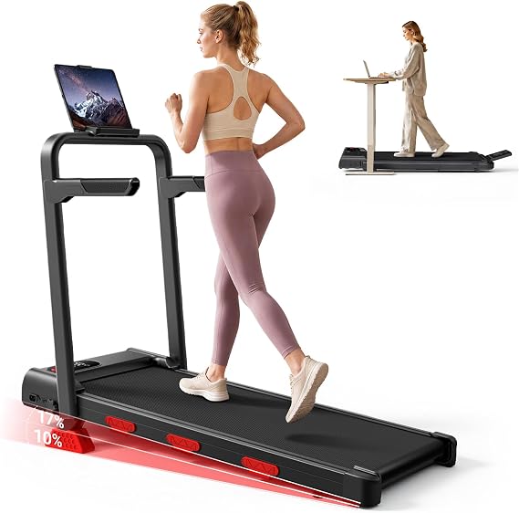 LONTEK 17% Incline Walking Pad Treadmill with Handle bar