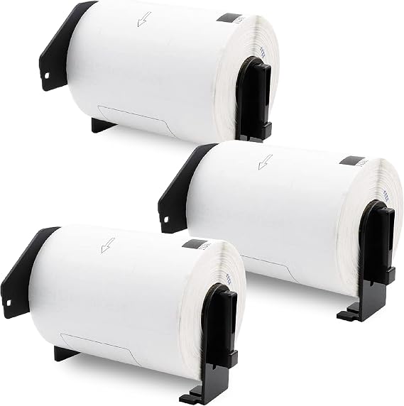 Aomya 3 Pack DK-1247 Compatible Die-Cut Wide Format Shipping Mailing Postage Address Labels Paper Roll 4.07" x 6.4" (103mm164mm) White Labels with 3 Reusable Cartridges use for QL-1100 QL-1110NWB (3)