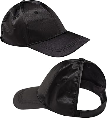 Curl Keeper Badazz Backless Curl Cap, Satin Black - Open-Back Ponytail Hat Designed for Curly Hair - Flexible Cap Perfect for Natural Curly Hair, Messy Buns & Ponytails
