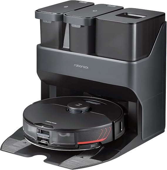 roborock S7 MaxV Ultra Robot Vacuum and Mop, Auto Mop Washing, Self-Emptying, Self-Refilling, ReactiveAI 2.0 Obstacle Avoidance, 5100Pa Suction, App Control, Works with Alexa(RockDock Ultra Series)