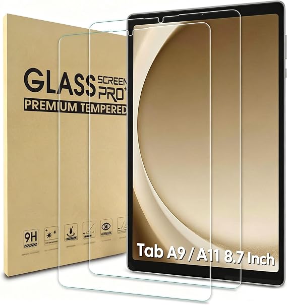 WD&CD 2 Pcs Screen Protector Compatible with Samsung Galaxy Tab A11/A9 | Tempered Glass Film Replacement for Galaxy Tab A11 / A9 8.7 Inch Anti Scratch Anti Bubble High Definition