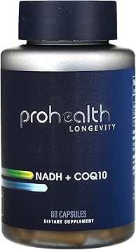 ProHealth NADH + CoQ10 - Boost NAD+ | 60 Day Supply | Pure NADH 25 mg, CoQ10 100 mg | 60 Acid Resistant Capsules | Energy | Focus | ATP Production