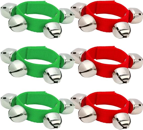 Coolrunner 6 Pcs Christmas Band Wrist Bells Bracelets Jingle Ankle Bells