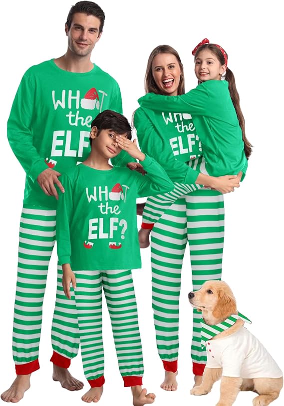 ENJOYNIGHT Matching Family Christmas Pajamas Set Soft Long Sleeve Xmas Sleepwear Print Pjs Matching Sets
