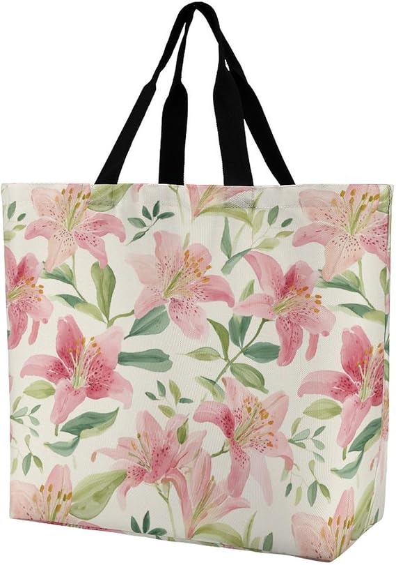 LIZALIG Vintage Cat Floral Canvas Reusable Shopping Tote Shoulder Bag