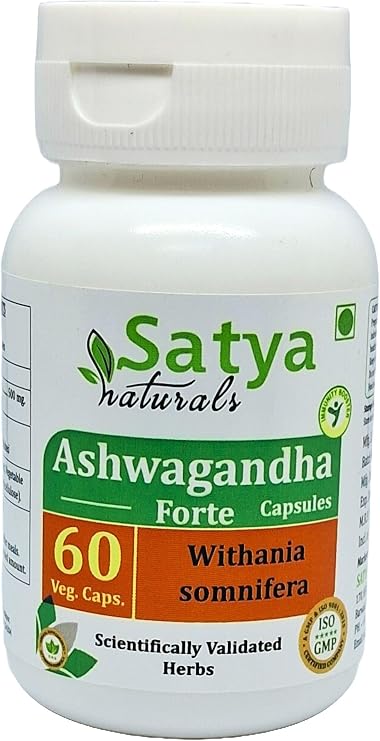 Ashwagandha Forte Capsules 500 mg. 60 Veg. Capsule | Ashwagandha (Withania Sominfera) Extract Capsules for Men and women | Ayurvedic Herbal Supplement/Remedies | 10:1 Forte (1 Bottle of 60 Capsules)
