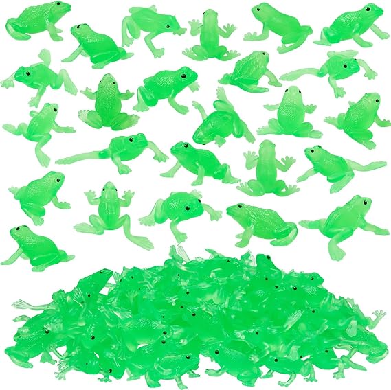 Lewtemi 100 Pcs Mini Fake Frog Toys Decorations Rubber Realistic Soft Decors Food Models for Frog Toy Party Supplies, Crafting Favor, Pendants, Early Education Classroom Prize Photo Props