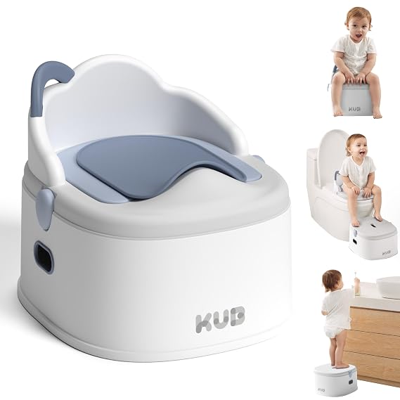 KUB 3-in-1 Potty Training Toilet (Chair, Seat, Step Stool) - 9 CM Splash Guard, One-Click Assembly, Easy to Clean - Versatile Toddler Potty Trainer for Boy Girl - Blue