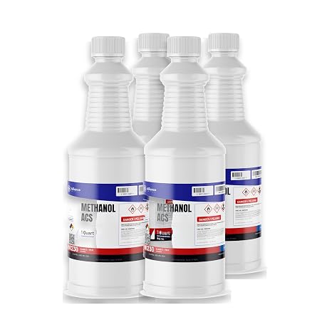 Methanol ACS Reagent Grade - 4 Quarts (1 Gallon) Industrial Solvent, Fuel, Antifreeze Made in America Alliance Chemical