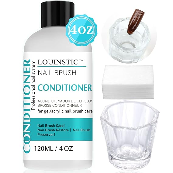 LOUINSTIC Nail Brush Cleaner and Conditioner, Nail Tool Cleaner 120ml