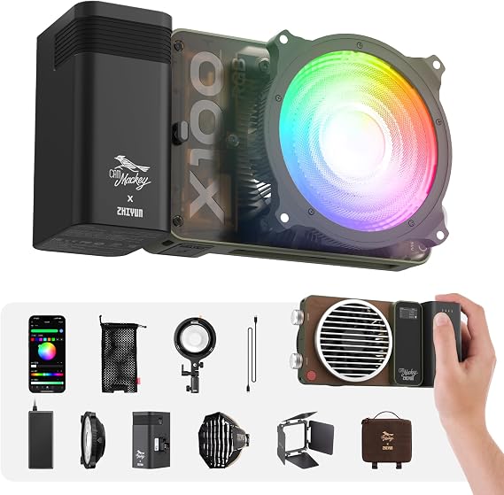 ZHIYUN MOLUS X100 RGB PRO 100W Portable Professional Video Light [Official] | V2 Upgraded Version Photography Portable Continuous Output Light 2500K~10000K CRI95 TLCI97 384g (Green Collab)