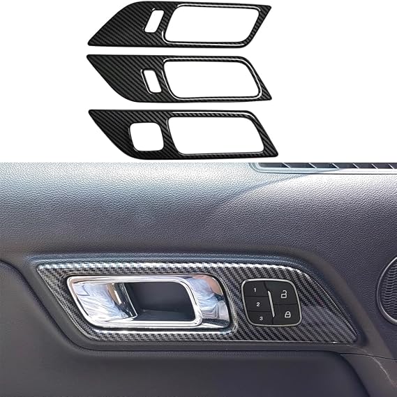 AOKIO Handle Switch Frame Cover Compatible with 2015 2016 2017 2018 2019 2020 2021 2022 2023 2024 Ford Mustang Accessories Door Lock Button Trim