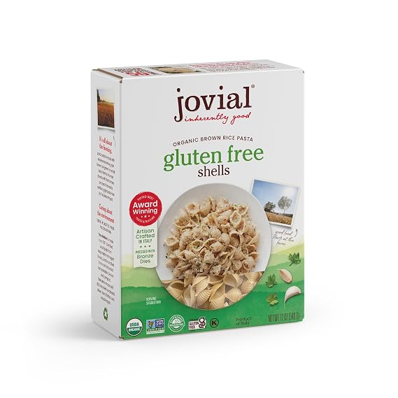 Jovial Whole Grain Brown Rice Shells Pasta, Pasta Shells, Dairy Free, 12 Oz