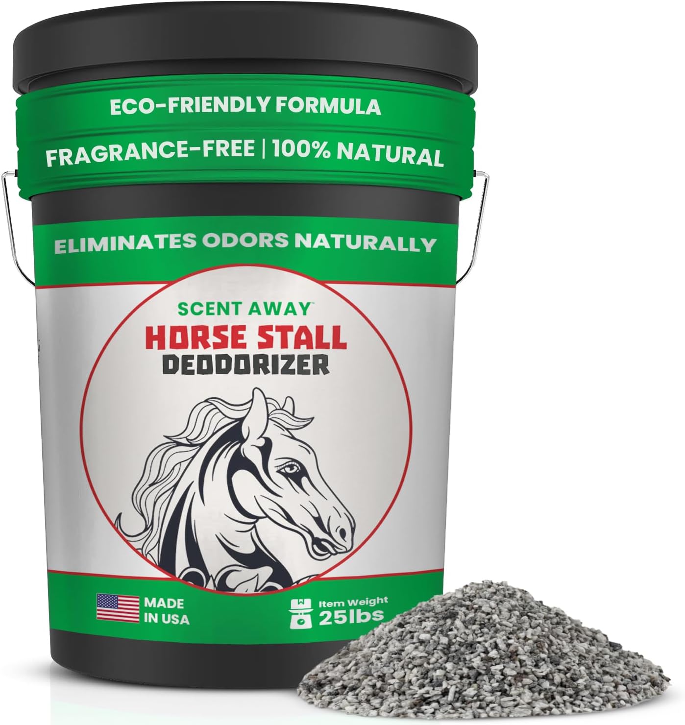 SCENT AWAY Horse Stall Deodorizer 100% Natural Odor Neutralizer Fragrance-Free Moisture Absorber Non-Toxic Active Carbon & Zeolite Odor Control 25lbs. 11.34kg