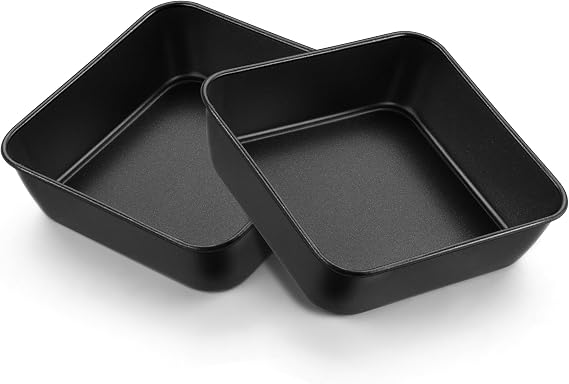 E-far 6 x 6 Inch Square Baking Cake Pan, Nonstick Small Baking Pan Set of 2