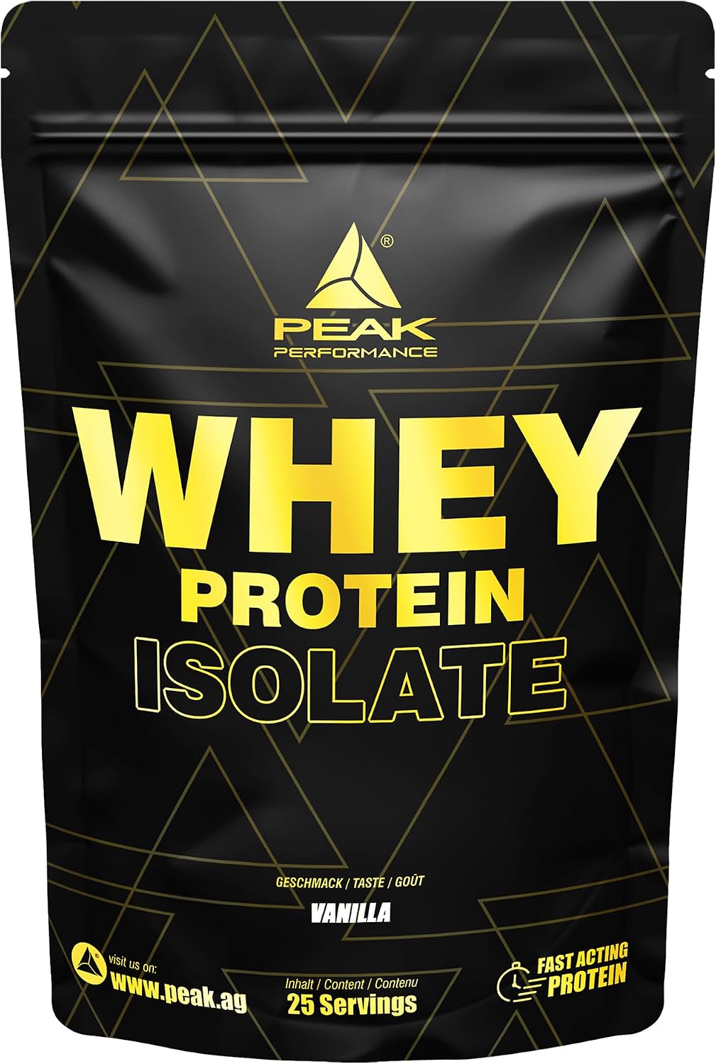 PEAK Whey Protein Isolat - 750g Geschmack Vanilla I 25 Portionen I sehr hoher Proteinanteil aus 100% Molkeprotein-Isolat I zucker- & fettarm I für Muskelaufbau & -erhalt