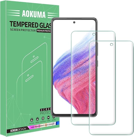 AOKUMA Tempered Glass for Samsung Galaxy A53 5G/A52s 5G/ A52 5G/4G Screen Protector, [2 Pack] Premium Quality Guard Film, Case Friendly, Shatterproof, Shockproof, Scratchproof oilproof