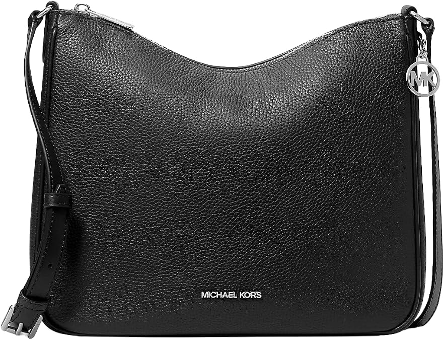 Michael Kors Nayla Medium Pebbled Leather Messenger Bag Black