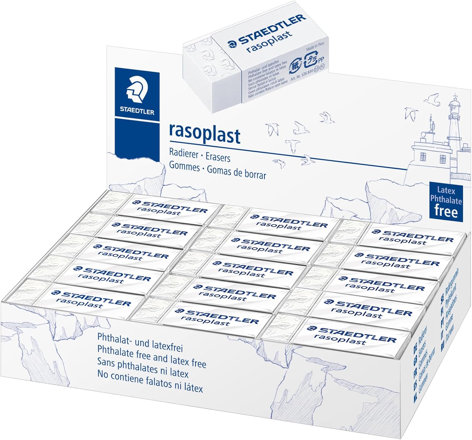 STAEDTLER 526B30 Rasoplast Radierer selbstreinigend 43 x 19 x 13 mm 30 Stück