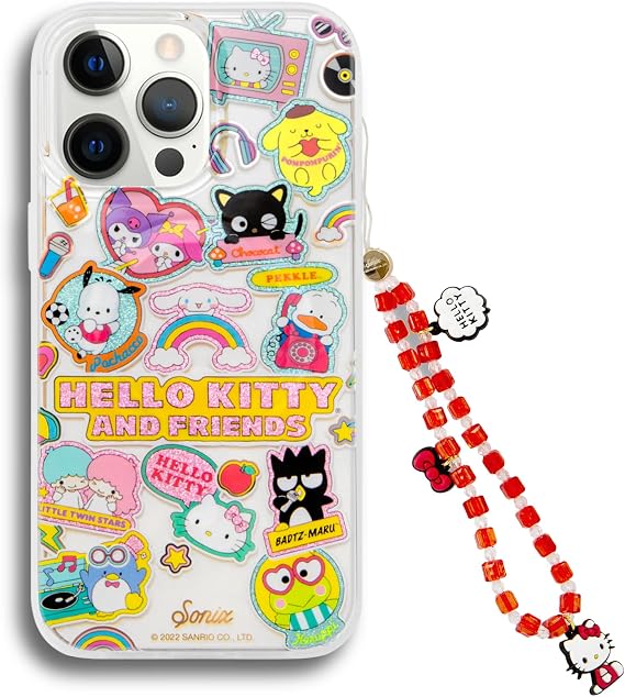 Sonix x Sanrio Case + Phone Wristlet with Charms (Hello Kitty) for iPhone 13 Pro | Hello Kitty and Friends Stickers