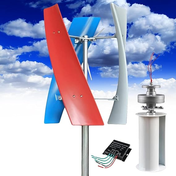 16000W Garden Vertical Wind Turbines Generator Kit, 12V/24V/48V Small Three-Phase AC Vertical Wind Turbine with MPPT Controller, for Industrial Energy Equipment(Colorful,24V)
