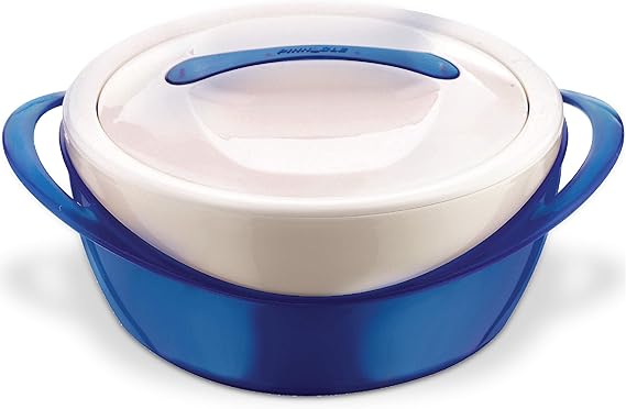 Pinnacle Large Insulated Casserole Dish with Lid 3.6 qt. Elegant Hot Pot Food Warmer/Cooler -Thermal Soup/Salad Serving Bowl Stainless Steel Hot Food ContainerBest Gift Set for Moms Holidays Blue