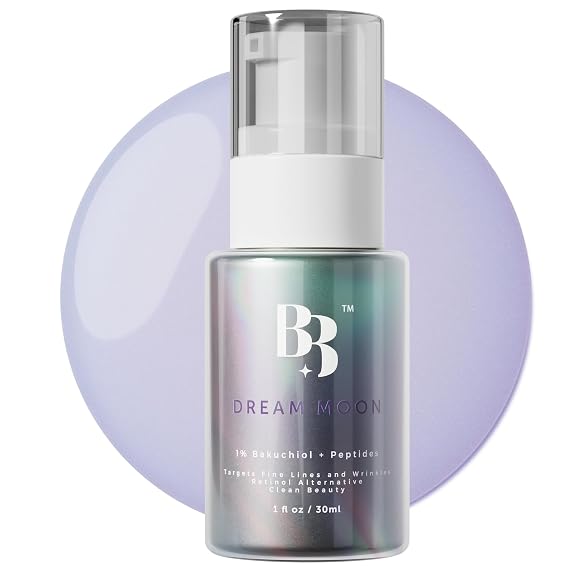 Bakuchiol Retinol Serum Alternative - Dream Moon Anti Aging Serum with Hyaluronic Acid, Schisandra, Peptides & Jojoba, Reduces Fine Lines & Wrinkles, Hydrating Face Moisturizer, All Skin Types, 1 oz