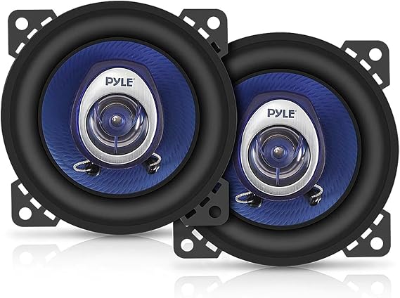 Pyle 4" Car Sound Speaker (Pair) - Upgraded Blue Poly Injection Cone 2-Way 180 Watt Peak w/ Non-fatiguing Butyl Rubber Surround 110 - 20Khz Frequency Response 4 Ohm & 3/4" ASV Voice Coil - PL42BL