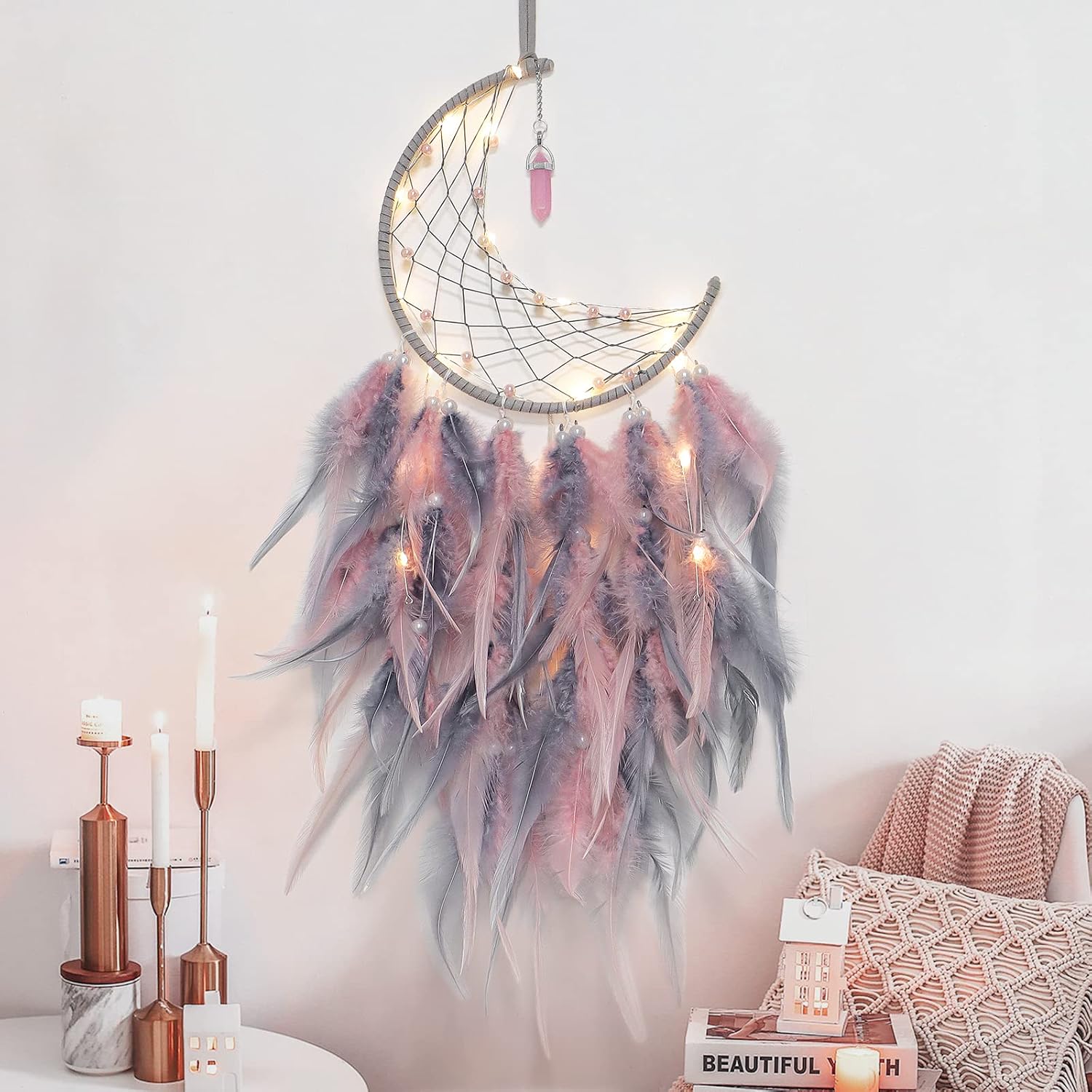 Dremisland Forest Turquoise Dream Catchers - Handmade Exquisite Feather Beaded Dreamcatcher for Kids/Cars/Bedroom - Indians Traditional Art Wall Hanging Home Decoration