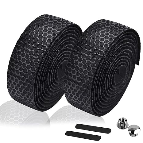 Bike Handlebar Tape, EVA Bicycle Bar Tape, Extra Thick Soft Grip Tape for Road Bike Handles, Comfortable & Non-Slip Cycling Handle Wraps - 82.67" Length (Set of 2, Black)