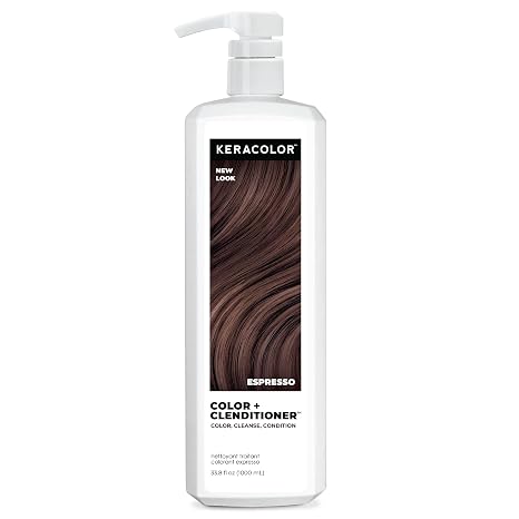 Keracolor Color + Clenditioner 3-in-1 Color-Depositing Conditioner, Gentle Cleansing Conditioner Infusing Semi-Permanent Hair Color, 9 Shades, 33.8 Fl Oz