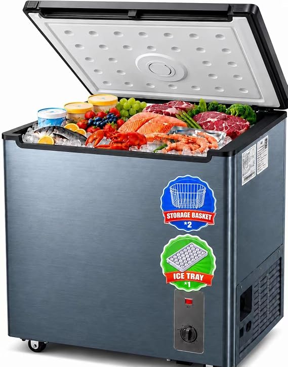 5.0 Cu Ft Chest Freezer, Mini Deep Freezer Home Garage with Baskets