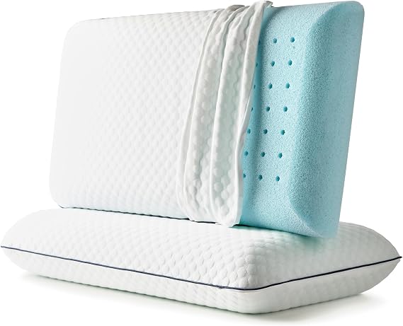 Weekender Cooling Gel Memory Foam Pillows for Sleeping King Size, Set of 2, Ventilated Cooling Pillows for Side & Back Sleepers, Neck & Shoulder Support, Medium Firm, Washable Cover