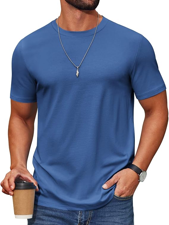 COOFANDY Men's T Shirt Short Sleeve Cotton Blend T-Shirts Crew Neck Casual Summer Basic Tee Shirts