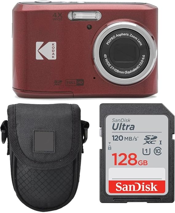 PHOTO4LESS Kodak PIXPRO FZ45 Digital Camera + Point & Shoot Camera Case + Sandisk 128GB SDXC Memory Card..