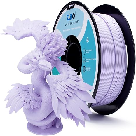 ZIRO Matte Pastel Colors PLA Series, Tougher & Stronger, 1kg Pastel Purple | Fit for Most FDM 3D Printer, 1.75mm 1KG Spool, Dimensional Accuracy +/-0.03mm, Colorful PLA FilamenT