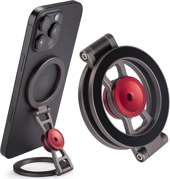 Magnetic Phone Stand & Fidget Spinner Combo for MagSafe iPhone 1217 | Aluminum alloy build, strong dual magnet ring, 360 adjustable, stress relief fidget toy, for home office travel gym