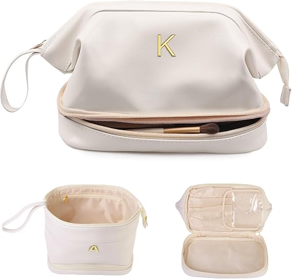 Women Birthday Gifts, Initial Large Makeup Bag, College Essentials