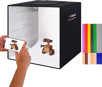 Photo Studio Light Box,16 x 16 Photo Shooting Tent kit, 160pcs LED, 3 Color Temperatures Adjustable with CRI >90, 6 Photo Backdrops- Sided Color Backgrounds for Small Size Products