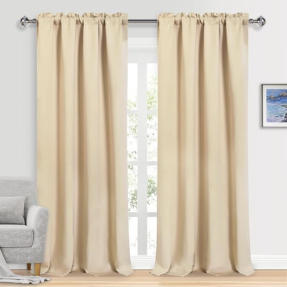 DWCN Blackout Curtains for Bedroom Living Room 52 x 95 Inch Long Beige