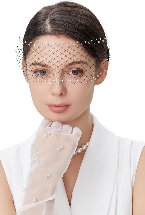 BABEYOND Women's Fascinator Headband - Vintage Tea Party Fascinator Veil for Bridal Wedding