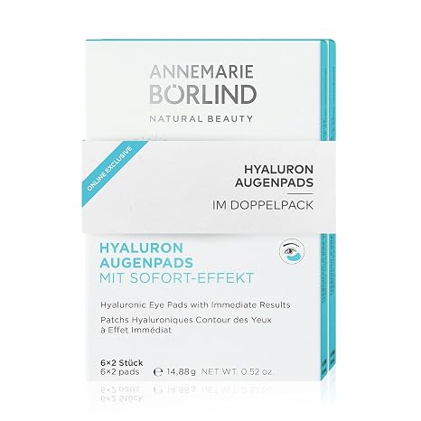 Annemarie Borlin Hyaluronic Eye Pads with Instant Effect (Pack of 12 x 2) Eye Patches Double Pack Eye Pads Against Dark Circles Wrinkles & Lines With Hyaluron Smoothing & Cooling Eye Mask Vegan