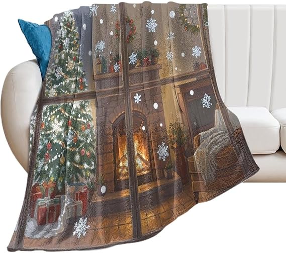 Flannel Throw Blanket for Couch Bed Lightweight Soft Warm Fireplace Thick Throw Blanket Super Cozy Warm Blanket for Sofa All Season Use 50"x60"