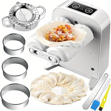 Automatic Dumpling Press Maker Machine, Household Easy Quick Electric Dumpling Maker Press Machine with Empanada Maker Press,Dough Cutters,Spoon and Brush- For Home Kitchen Christmas Birthday Gifts