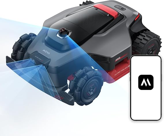 MOVA LiDAX Ultra 3000 AWD Robot Lawn Mower Wire Free RTK Free for up to 0.75 Acre*Dual Maps, 360 3D LiDAR & AI Dual Vision Mapping, Robotic Mower with 4G, for 80% Slopes, Cutting Height 1.23.9