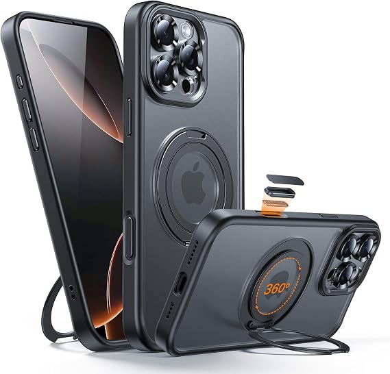 Magnetic for iPhone 16 Pro Case Camera Control Button with Stand [Compatible with MagSafe] [360 Rotatable Ring Holder Kickstand] [Military Grade Protection] 16Pro Phone Case 6.3 Inch, Black