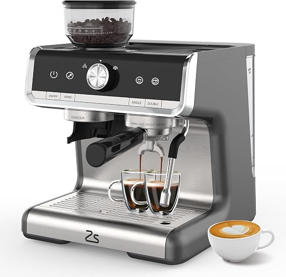 Semi Automatic Espresso Machine, 20 Bar Professional Espresso Maker with Milk Frother Steam Wand and 95oz Water Tank, Stainless Steel Latte Cappuccino Coffee Maker for Home, Gray