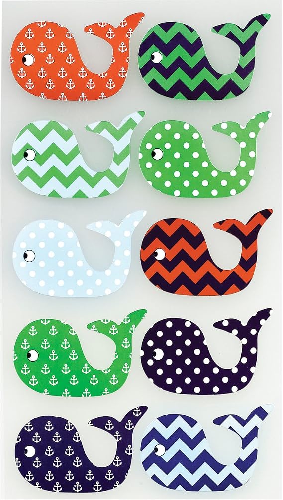 Sticko E5200255 Scrapbooking Stickers, Patterned Whales