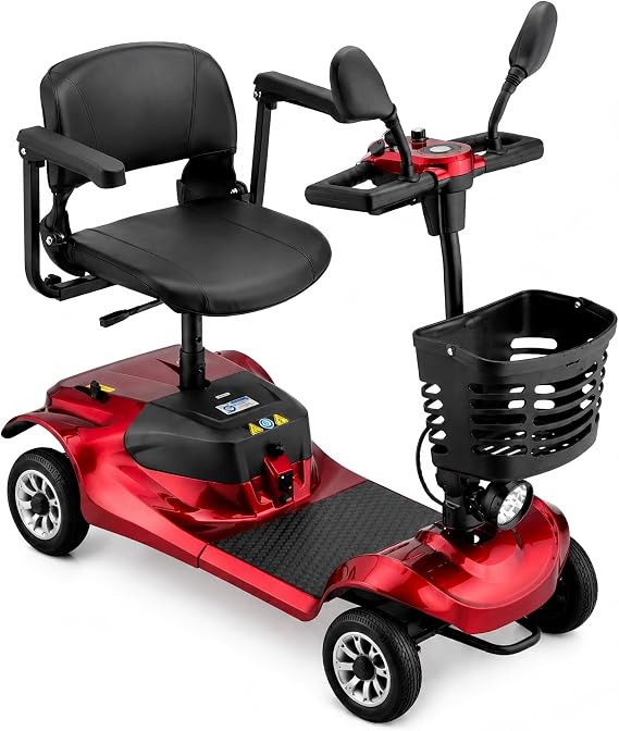 4 Wheels Electric Powered Mobility Scooter for Adults & Seniors | 275lbs Capacity Travel Foldable Scooter, 12.43 Miles Range Portable Motorized Scooter for Outdoor Community & Indoor Shopping